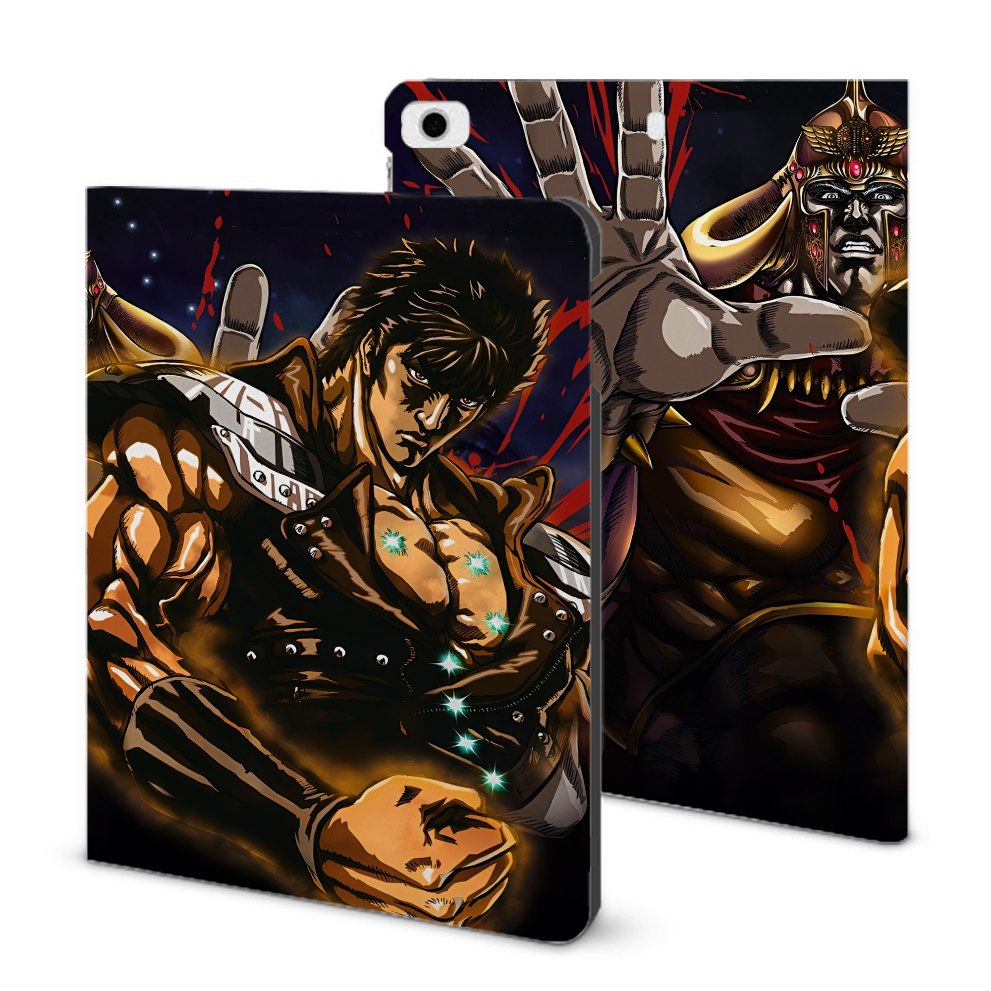 （画像用） 北斗の拳 Fist of the North Star IPad ケース ブック型 PUレザー TPU 耐衝撃 軽量 薄型 ペン収納なし 全面保護 IPad 各モデル対応
